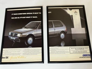 Affiche publicitaire originale 1985 Fiat Uno SX magazine homme grotte art mural rétro - Photo 1/3