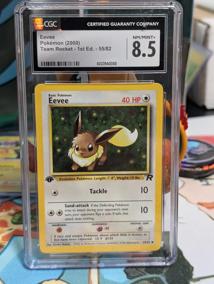 CGC 8.5 Eevee 1st Edition Team Rocket #55/82 Pokemon Vintage *Free Shipping* - Image 1 of 1