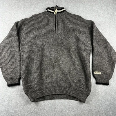 Columbia Sweater Mens Large Gray Quarter Zip Mock Neck Shetland Wool Rib Knit - Image 1 of 4