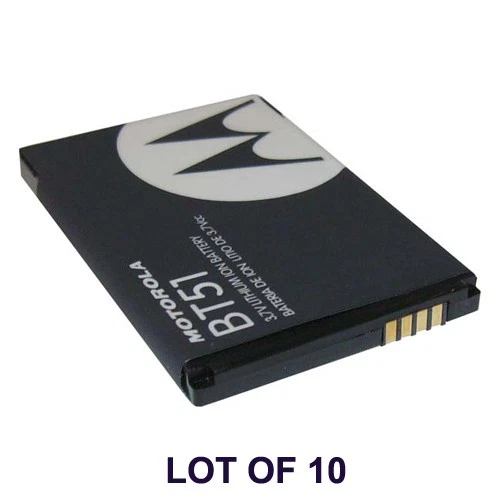 Лот из 10 оригинальных аккумуляторов Motorola BT51 KRZR W755 i776 Q Q9 VA76r C168 V323 V235 MB502 - Изображение 1 из 1