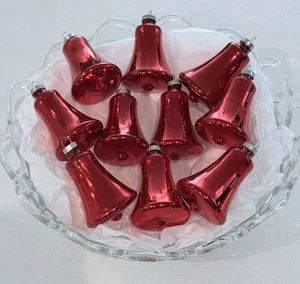 Lot Of 10 Vintage Red Bell Mercury Glass Christmas Ornaments - 3" - Picture 1 of 13