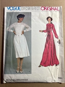 Vtg Vogue Designer Belinda Bellville Original Pattern 1341 Flare Dress Size 14 - Picture 1 of 5