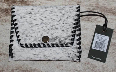 Myra Bags #2972B Hairon Black & White 4.75"x4" Coin Purse~Hand Stitched Edges - Image 1 of 3