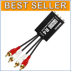 Compact 4Channels RCA Ground Loop Isolator with Built-In Cords - Easy Install - Picture 1 of 9