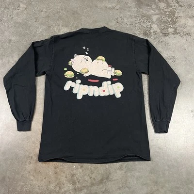 RIPNDIP T Shirt Adult Medium Black Long Sleeve Cat Preowned - Image 1 of 4