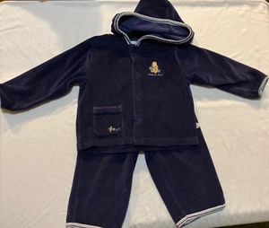 Vtg Classic POOH 2pcs Toddler Outfit-PANTS & JACKET-Dark Blue-Velour Cotton-24mo - Picture 1 of 6