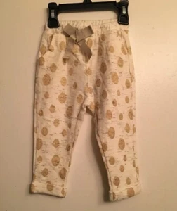 NWT ZARA Baby Girl Creme W/Gold Dots Joggers Pants W/Pockets Sz 18-24 Mo - Picture 1 of 6