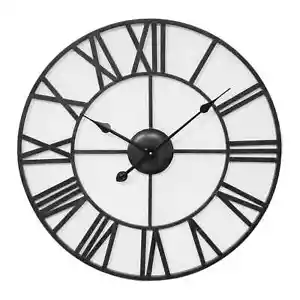 Hometime Black Skeleton Metal Wall Clock 60CM W7957 - Picture 1 of 2