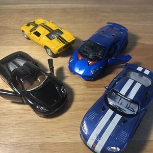 Set Of (4) Kinsmart 5” Pullback Cars - Viper, Ford GT, Porsche and Lamborghini - Picture 1 of 5