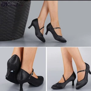 Elegante moderne Damen-Latin-Tanzschuhe Ballsaal Party Satin Abschlussball Walzer Größe 6 - Bild 1 von 4