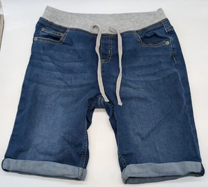 Justice Juniors Girls Size 16 Pull On Drawstring Bermuda Style Denim Shorts #1 - Picture 1 of 3