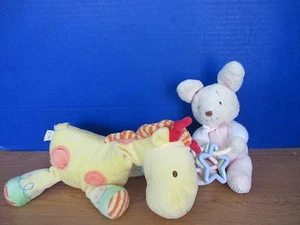 CARTERS~Lot of 2 PLUSH RATTLE STUFFED ANIMALS~Horse & Bunny Rabbit - Picture 1 of 5