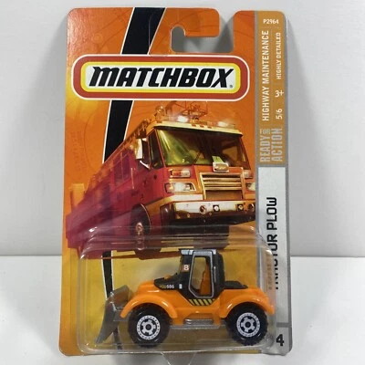 Arado tractor Matchbox #74 2009 negro/naranja mantenimiento de carretera listo para la acción Foto 1 de 2