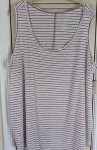 New Womens Terra & Sky Swing Tank 3X Round Neck Sleeveless Wine Striped Top - Picture 1 of 3