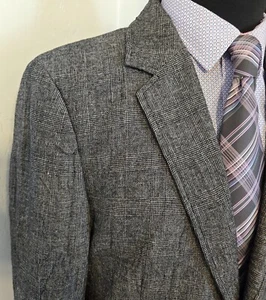 Juicy Couture Men Blazer 40-42R Plaid Linen Wool Surgeon Cuffs Sport Coat Jacket - Picture 1 of 23