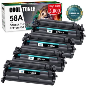No Chip 4 Pack CF258A 58A Toner Cartridge For HP LaserJet Pro M404n MFP M428fdw - Picture 1 of 14