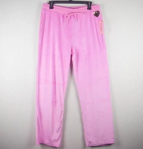 Juicy Couture Womens L OG Big Bling Velour Pants Stellar Pink Y2K Loungewear - Picture 1 of 7