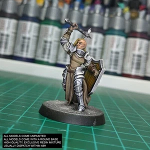 FEMALE PALADIN KNIGHT Fantasy: D&D, Soldier, Frostgrave, Miniature 28mm 32mm C53