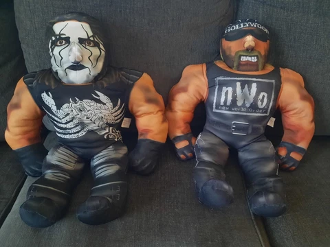 2 vintage wcw Bashin Brawlers nWo Hollywood Hogan Sting talking 21"  1998 Cover