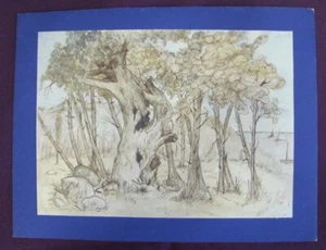 1980s VINTAGE WATERCOLOR DRY NEEDLE PAINTING BY N. KOSTOV SIGNED - Picture 1 of 10