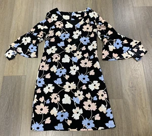 Ladies size 8 PREVIEW Pink & Blue Floral Long Flowing Sleeve Dress *Great CON* - Picture 1 of 5