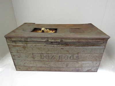 Antique Tin 3 Dozen Farmer's Egg Shipping Crate Container - Image 1 of 4