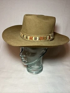 VTG Stetson Brown Suede Western Cowboy Hat XXXXX Size 6 3/8 Woven Headband VGC! - Picture 1 of 24