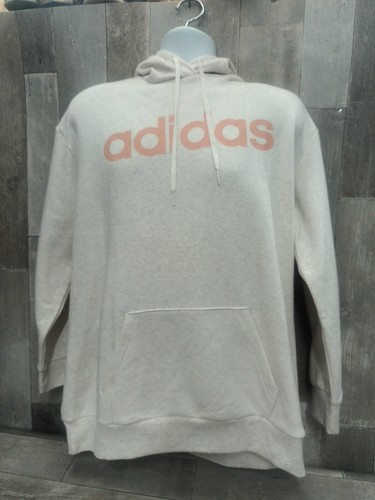 OFF WHITE Felpa Adidas unisex con cappuccio pullover logo pesca coulisse bianco sporco grande