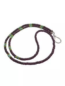 Modeschmuck Türkis Lila Muschel Heishi Perlen Scheibe Halskette - Bild 1 von 8