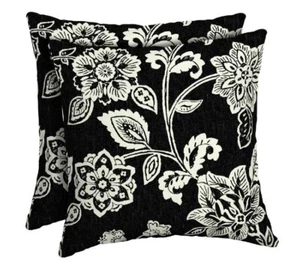 Out Door Chair Square Throw Pillow Cushion Patio Furniture Cheap Black Set of 2 - Picture 1 of 5