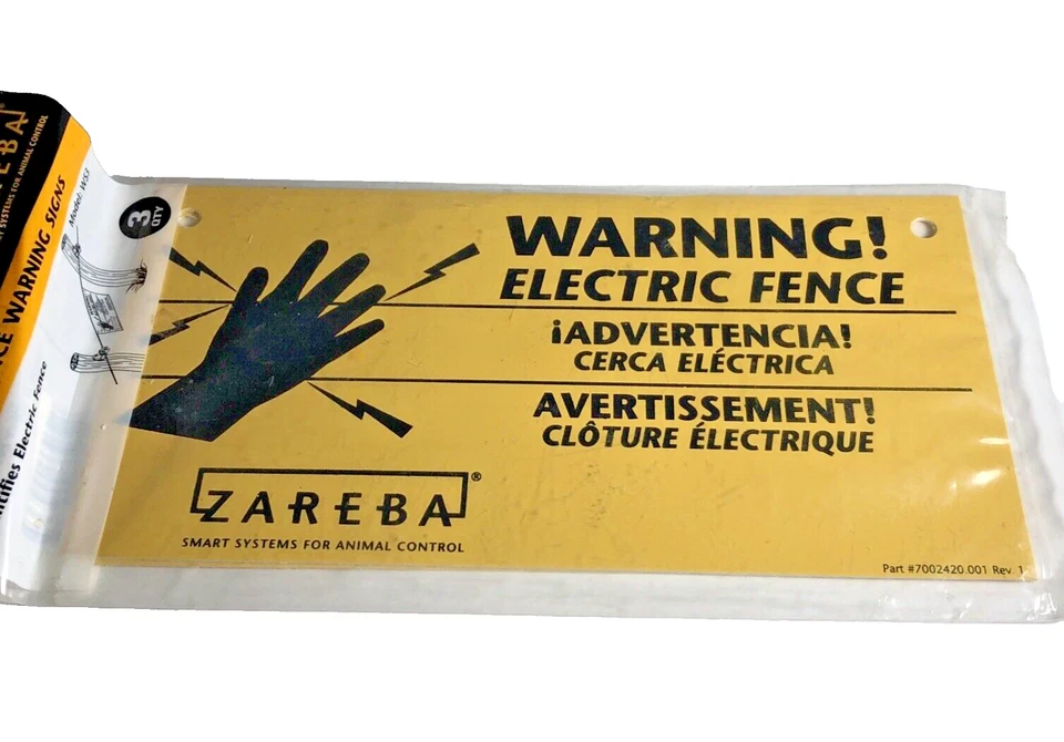 Zareba WS3 3-Pack Electric Fence Warning Signs