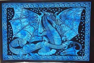 Blue Animal Art Hippie Dragon Fly Printed Wall Hanging Tapestry Poster Throw New - Picture 1 of 3