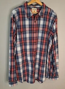 Ruff Hewn Cotton Blue/Black/Red/White Plaid Button Up Casual Shirt - Size 2XL  - Picture 1 of 11