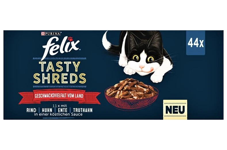 Felix Tasty Shreds (€ 7,94/kg) Geschmacksvielfalt vom Land in Sauce - 44 x 80 g - Bild 1 von 1