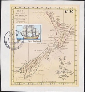 NEW ZEALAND 1990 London Exhibition mini sheet used on pieces cat NZ$30.....B7849 - Picture 1 of 1