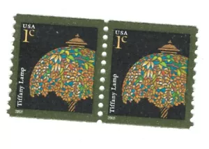 US. 3758. 1c. Tiffany Lampe. (Datum 2003) Spulenpaar 2 Stück. postfrisch. 2003 - Bild 1 von 1
