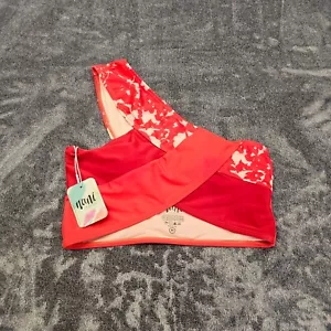 Nani Leilani Patchwork Crop Swim bikini Top Womens medium red white Beach NWT - Picture 1 of 12