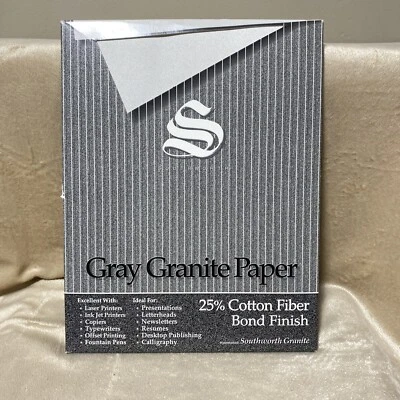 Southworth Gray Granite  Business Paper 24lb 80 Sheets 25% Cotton P914C - Image 1 of 4