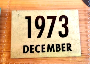 π - DELAWARE - Dec 1973 passenger license plate date sticker - unused - Picture 1 of 4