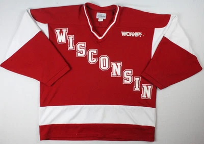 Wisconsin Badgers Vintage WCHA Hockey Jersey Size Large - NCAA - Image 1 of 4