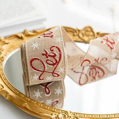 Christmas Burlap Ribbon with Wire for Tree Crafts and Seasonal Party Decor - Image 1 of 4