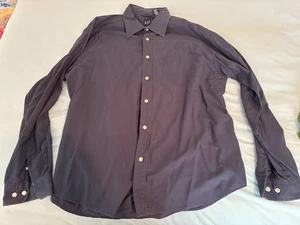 GAP Shirt Mens Large Solid Navy BLUE Button Down Long Sleeve Casual Pocket Dad - Picture 1 of 2