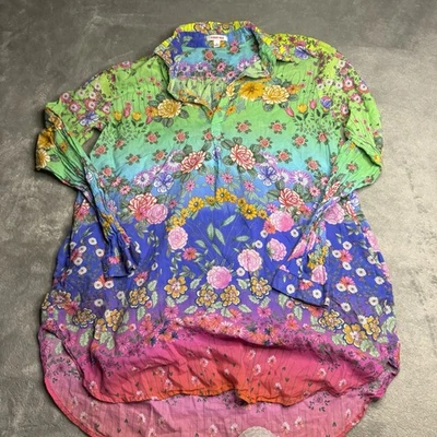 Túnica Johnny Was Rainbow Henley Field Popover Mujer Pequeña Boho Floral Cuello Foto 1 de 4