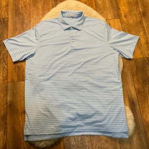 Camisa Polo Peter Millar Talla XL Verano Cómoda Azul Rayas Para Hombre Manga Corta - Imagen 1 de 7