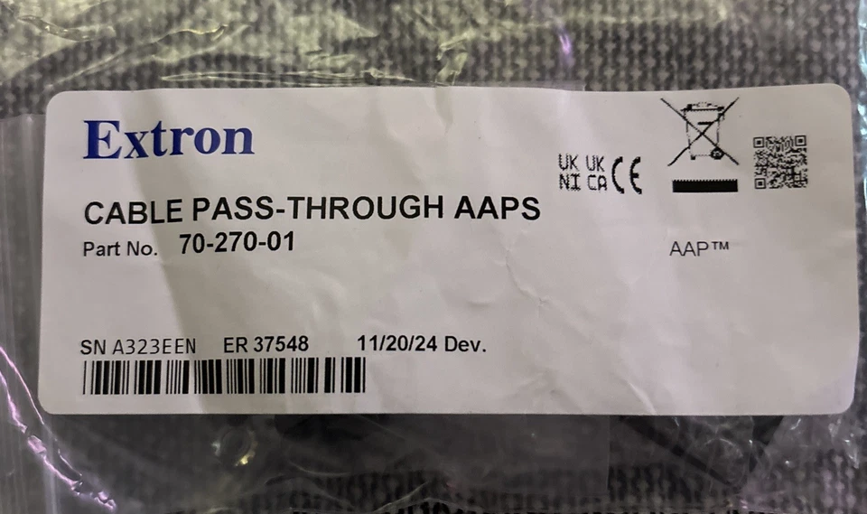 Extron 70-270-01 AAP Cable Pass Through Black NEW - Image 1 of 1