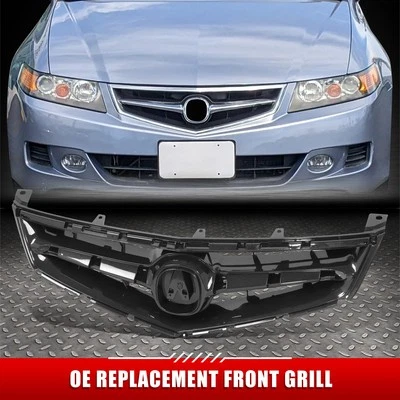 Para 06-08 Acura TSX Estilo OE Negro Mate Parachoques Delantero Rejilla con Emblema Provisión Foto 1 de 4