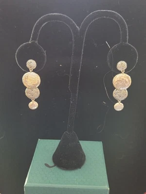 Preciosos pendientes colgantes de disco circular de plata esterlina John Hardy Jai con bolsa y caja Foto 1 de 4