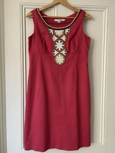 Boden Pink Shift Dress Women Size 10 Petite Beaded - Picture 1 of 5