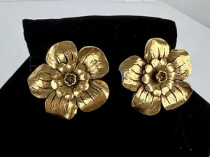 Chanel Paris Vintage Ohrringe vergoldet Kamelie Blume - Bild 1 von 7