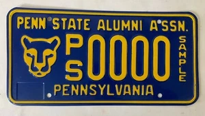 Vtg Pennsylvania Sample License Plate - Penn State Alumni Assn. - SAMPLE PS0000 - Picture 1 of 6